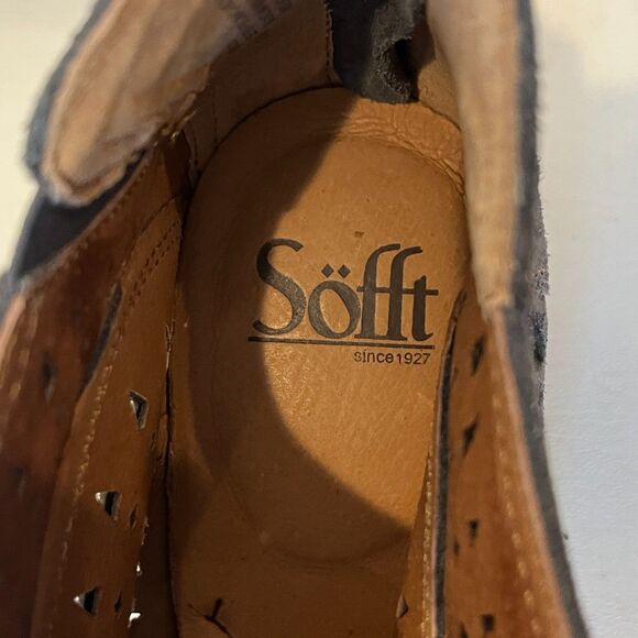 Sofft Westwood Ankle Boots Suede Blue-Grey Perforated Western Size 10 - Picture 5 of 9